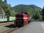 199 013 (Schsichs-Oberlausitzer Eisenbahngesellschaft mBh) auf Bahnhof Kurort Oybin (14-7-2007).