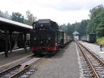 99 731 der Schsichs-Oberlausitzer Eisenbahngesellschaft mBh mit Zug 304 Kurort Jonsdorf-Bertsdorf auf Bahnhof Bertsdorf am 12-7-2007.