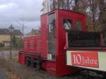 Die alte Diesellok der Brhltalbahn.
Sie steht in Hangelar als Denkmal.