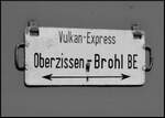 Das Zuglaufschild des Vulkan-Express.
