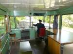 Brohltalbahn - Tiebwagen VT 30 Blick ins Gepckabteil mit Lokfhrer im Bahnhofsareal von Brohl am 03.05.2008