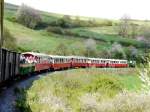 Brohltalbahn - Vulkan Express unterwegs bei der Bergfahrt Kurz vo dem Bahnhof von Engeln am 03.05.2008  