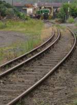 Das Dreischienengleis der Brohltaleisenbahn. Gesehen am 28.7.2011.
