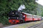 99 6101 der HSB als Gastfahrzeug bei der Brohlatalbahn bei der Einfahrt in Brohl (25.08.2012)