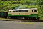 Die D5 der Brohltal Eisenbahn rangiert am Vatertag im Bahnhof Brohl.9.5.2013
