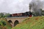 Brohltalbahn Gterdampf mit HSB 99 6101 am 31.08.2012  --  hier: Oberzissener Viadukt  --  Weitere Fotos siehe auch in meinem http://www.Schmalspuralbum.de/ unter  Rheinland-Pfalz > Brohltalbahn > BTE