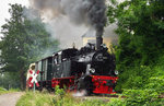 HSB 99 6101 anlässlich eines Bahnfestes als Gastfahrzeug unterwegs auf der Brohltalbahn (Vulkan-Express).