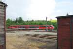 Der Desiro der Erzgebirgsbahn fhrt in den Bahnhof von Cranzahl ein, 01.06.08