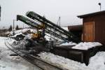 Die Bekohlung der Fichtelbergbahn am 28.02.09 im Bahnhof Cranzahl.