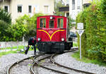 Die Weiche wird f�r das Umsetzen der Diesellok umgelegt. Der Fotograf steht auf dem Bahnsteig. Prien am Chiemsee, 11.9.2026