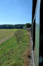 die  chsle -Bahn auf der 19Km langen Strecke zwischen Warthausen und Ochsenhausen, Aug.2012