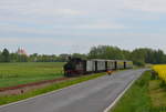 Döllnitzbahn Sächsische IV K 99 584 bei Mügeln in Richtung Nebitzschen auf der Schmalspurbahn Strecke Oschatz – Mügeln - Glossen 10.05.2020