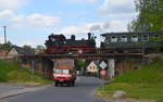 Döllnitzbahn Sächsische IV K 99 584 in Kemmlitz - im Bahnhof der Kemmlitzer Kaolinwerke auf der Schmalspurbahn Strecke Oschatz – Mügeln - Kemmlitz oder (Glossen) 10.05.2020