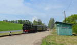 Döllnitzbahn Sächsische IV K 99 584 in Nebitzschen auf der Schmalspurbahn Strecke Oschatz – Mügeln - Glossen 10.05.2020