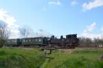 Döllnitzbahn 99 1574-5 zwischen Schweta und Naundorf (bei Oschatz) 06.04.2015