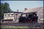 991542 steht am 3.5.1990 im Bahnhof Mügeln unter Dampf.