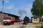 Döllnitzbahn Sächsische IV K 99 584 in Mügeln auf der Schmalspurbahn Strecke Oschatz – Mügeln - Glossen 10.05.2020