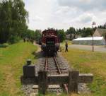 Dllnitzbahn 199 030-8 in Glossen, dem Endbahnhof der Dllnitzbahn; 09.06.2011