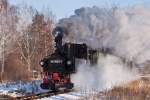 99 1568-7 kurz hinter Schlo Ruhethal rollt mit Volldampf nach Nebitzschen am 12.02.2012.