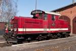 199 013-6 vor dem Lokschuppen in Mgeln beim Frhlingsfest am 25.03.2012