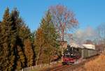 Glühweinfahrten 2013, gleich hinter dem Oschatzer Hauptbahnhof geht es auf der Bergfahrt erstmal abwärts, 30.12.2013