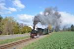 Döllnitzbahn 99 1574-5 zwischen Schweta und Mügeln (bei Oschatz) 06.04.2015