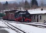 Schon lange nicht mehr in Betrieb ist 99 1786 der Fichtelbergbahn.Cranzahl 03.03.2018.