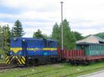 L45H-083 die einzige Diesellok der Fichtelbergbahn rangiert in Cranzahl - 09.06.2005  