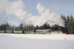 99 773 hat am 12.02.2010 den Bahnhof Kretscham-Rothensehma in Richtung Oberwiesenthal verlassen.