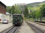 Der Wagenpark von der SDG 1003 aus Cranzahl nach der Ankunft im Endbahnhof Oberwiesenthal; 13.09.2011