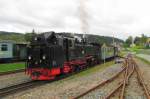 Fichtelbergbahn 99 785 als SDG 1004 von Kurort Oberwiesenthal nach Cranzahl, am 13.09.2011 in Hammerunterwiesenthal.