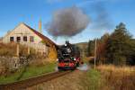 99 1741 mit P1007 in Hammerunterwiesenthal (Fichtelbergbahn) [19.10.2013]