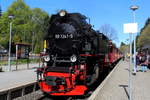 Am 25.04.19 fuhr 99 7241-5 mit dem HSB8937 im Bahnhof Drei-Annen-Hohne ein.
