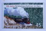 Ein Poster mit dem Abdruck der Sonder-Briefmarke, welche im Rahmen des 125-jährigen Betriesjubiläums der Harzer Schmalspurbahnen herausgegeben wurde, aufgenommen beim Bahnhofsfest am 09.06.2012 im Bf.