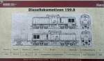 Datenblatt der HSB mit der Diesellok BR 199 auf der Besucherplattform in Wernigerode.