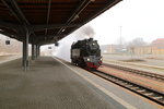 99 6001 am Morgen des 15.02.2015 auf Umsetzfahrt im Bahnhof Quedlinburg.