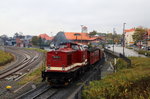 199 872 am Mittag des 16.10.2015 auf Bereitstellungsfahrt mit P8903 (Wernigerode-Eisfelder Talmühle) kurz vor dem Bahnhof Wernigerode.