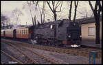 997247 ist hier am 14.2.1990 mit einem Personenzug aus Drei Annen Hohne im Endbahnhof Wernigerode angekommen.