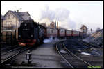 997246 fährt am 10.12.1991 um 10.41 Uhr mit dem P 14432 aus Schierke in Wernigerode ein.