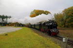 Scheineinfahrt von 99 6001 mit IG HSB-Sonderzug am 22.10.2016 in den Bahnhof Elend.