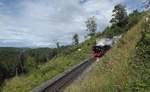 Zum Abschluss der Sonderfahrt Wernigerode-Benneckenstein-Wernigerode am 14.07.2012 gab es am Nordportal des Tunnels nochmal eine Fotogelegenheit bei schönstem Sonnenlicht. Lok 105 der ehemaligen Schmalspurbahn Zell-Todtnau kommt langsam angerollt. 