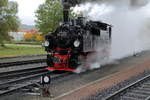 99 5901 am Morgen des 23.10.2016 auf Rangierfahrt im Bahnhof Gernrode. Aufgenommen während einer Sonderzugveranstaltung der IG HSB.