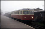 VT 187012 der HSB am 27.10.1996 am Bahnsteig in Nordhausen.