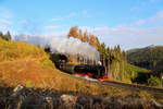 Scheinanfahrt von 99 234 mit IG HSB-Sonderzug am 20.10.2018 an der Windbruchstelle Drängetal (Bild 3)