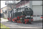 Dampflok 99222 hielt am 24.4.2005 neben dem neuen Lokschuppen in Wernigerode Betriebsruhe!