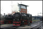 997235-7 verlässt hier am 24.4.2005 das BW Wernigerode und fährt zum nächsten Einsatzort.