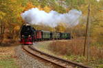 Scheinanfahrt von 99 234 mit IG HSB-Sonder-PmG am 21.10.2018, kurz hinter Straßberg. (Bild 2)