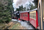 In Fahrt mit den Harzer Schmalspurbahnen GmbH (HSB):  Auf der Brockenbahn (Bahnstrecke Drei Annen Hohne–Brocken | KBS 325), zwischen Drei Annen Hohne und Schierke, konnte die erste