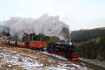 Scheinanfahrt von 99 7232 mit IG HSB-Sonder-PmG am 25.02.2017 am Drängetal. (Bild 3) Vorbeifahrt an der Fotografenlinie.