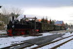 99 5901 mit IG HSB-Sonder-PmG (Wernigerode-Quedlinburg)am 26.02.2017 beim Wasserstopp im Bahnhof Drei Annen Hohne.